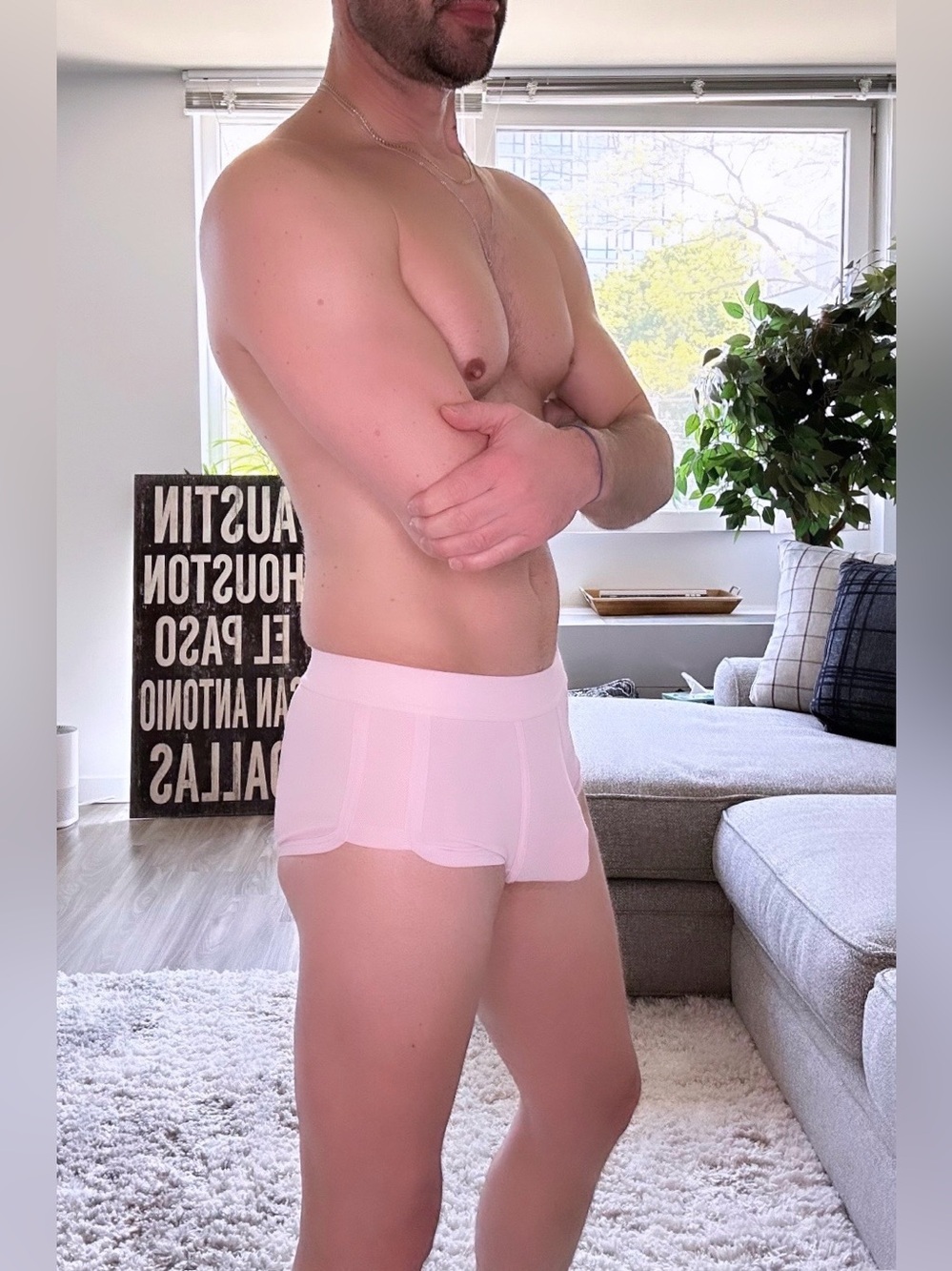Andrew Christian | Moisture Control Sport Trunks in Pale Pink (Small) - Picture 8 of 13